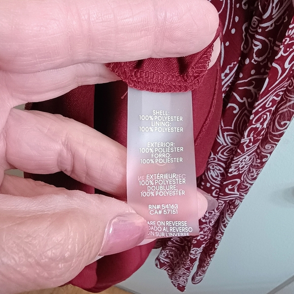 Calvin Klein Collection Maroon and White Paisley High Low Dress - Picture 8 of 8